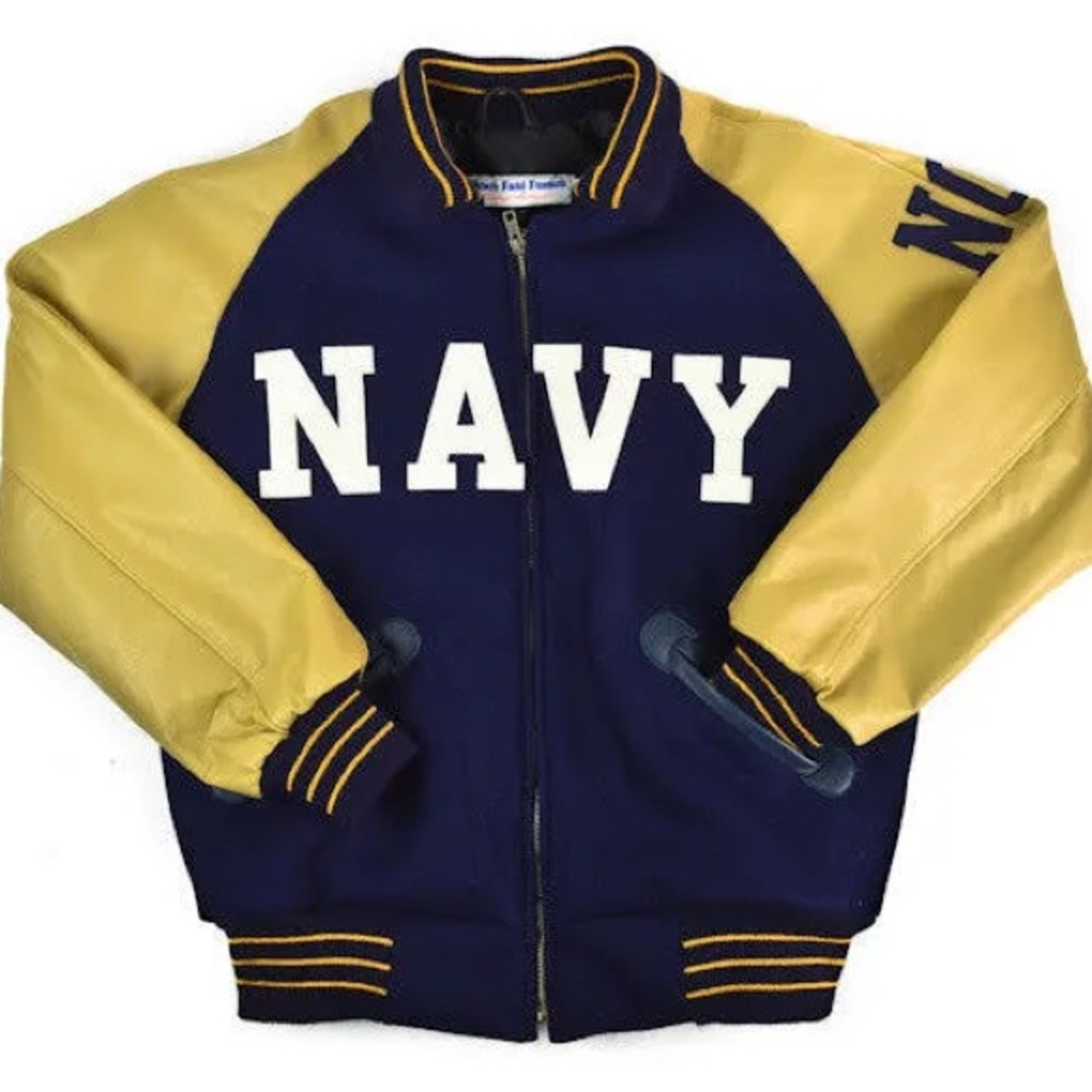 Vintage Navy 1943 Letterman Jacket- Leather & Wool